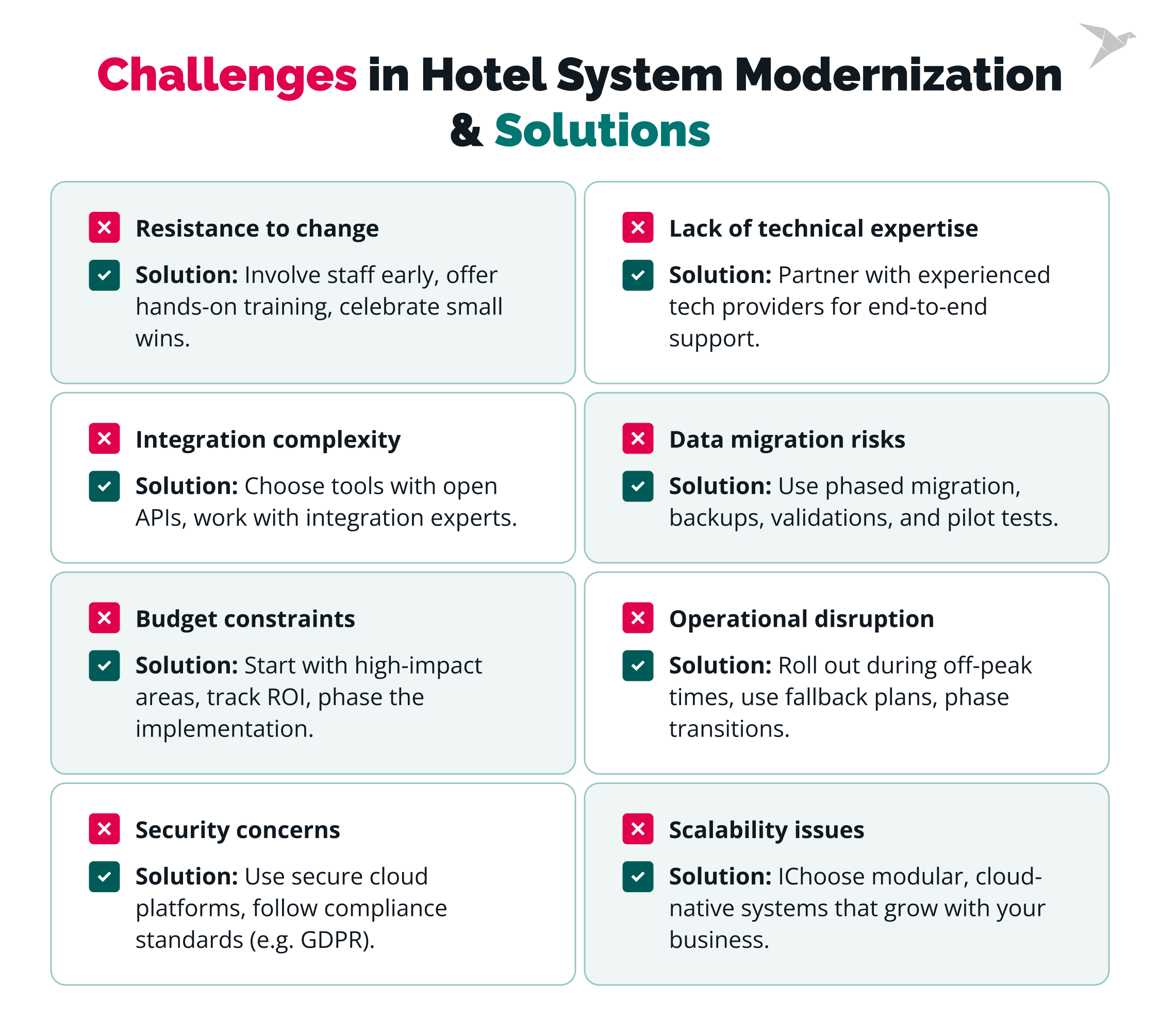 Challenges in Hotel System Modernization with Solutions